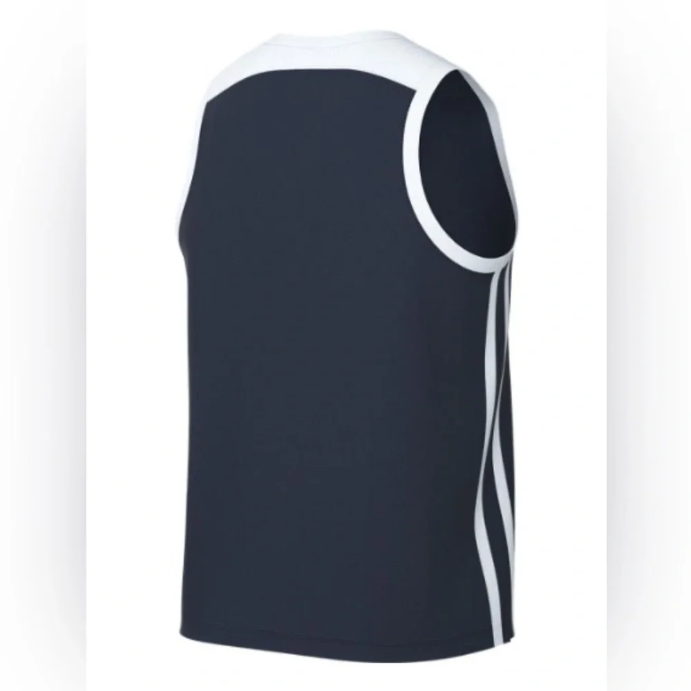 NIKE STOCK BLOCK JERSEY (SLIM FIT) MEN’S NAVY/WHITE BASKETBALL JERSEY SZ L NWT